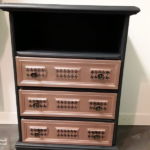 commode carbone et cuivré rose